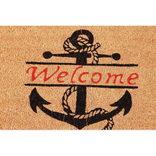 Juvale Nautical Anchor Welcome Mat for Front Door or Coastal Door Mat Outside Entrance, Durable, Easy to Maintain and Decorative Natural Coir Doormat Beach and Boat Decor (30 x 17 in) Brown {4}