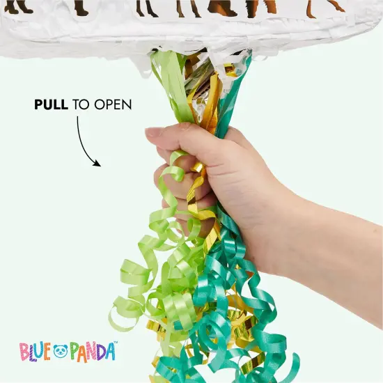 BLUE PANDA Number 1 Pull String Pinata for Wild One 1st Birthday Safari Animals Party Decorations, Jungle Pinata, Zoo Theme Party Supplies (16.5 x 11.6 x 3 In) Green {6}