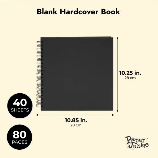 Hardcover Scrapbook - Blank Wedding Guest Book, DIY Photo Album, Black Spiral Bound Cardboard Cover Sketchbook for Kids Craft, Diary Journal - Square - 40 Sheets, 10.85 x 10.25 inches {3}