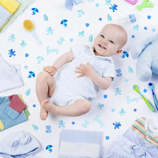 1100 Pcs It's a Boy Confetti Gender Reveal Confetti Baby Shower Confetti Blue Confetti Happy Birthday Confetti Bear Confetti for Boys Girls Table Decoration Christmas Party Balloon Filler {5}