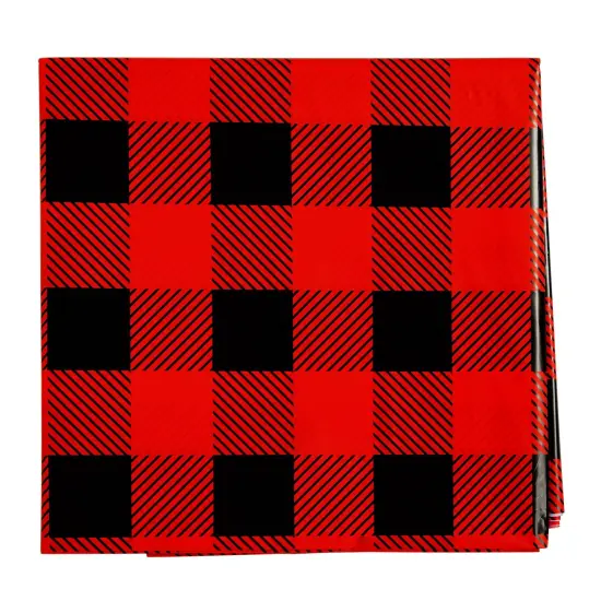 3 Pack Buffalo Plaid Plastic Tablecloth for Lumberjack Birthday Party Decorations, Disposable Red and Black Table Cover (54 x 108 In) {4}