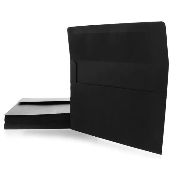 50 Pack Black Envelopes - Bulk Black 5.25x7.25 Envelopes for Invitations, Wedding, Graduation, Birthday, Greeting Cards (A7, Square Flap) {7}