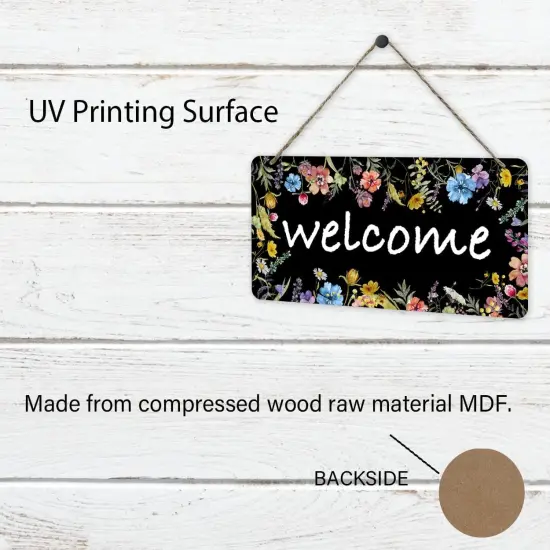 Decorations for Home Welcome Sign for Front Door Wooden Hanging Wall Sign,Decoration for Home Front Door,5.1x10 inches {5}