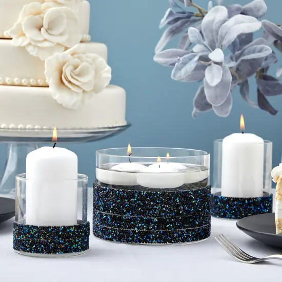 7 Rolls Crystal Rhinestone Adhesive Strips for Crafts, Decor, Gifts (4 Sizes, Black) {2}