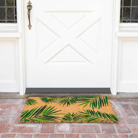 Tropical Welcome Mat for Outdoor Entrance, Coco Coir Palm Leaf Plant Doormat for Front Porch, Patio (30 x 17 In) Brown {3}