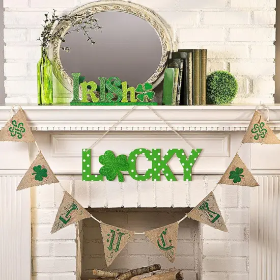 Large Size 7inch Wooden Lucky Ornaments to Paint, Wooden Shamrock St. Patrick's Day Cutouts DIY Blank Unfinished Round Spring Irish Wood Discs Ornament for Crafts Hanging Decorations 10PCS {2}