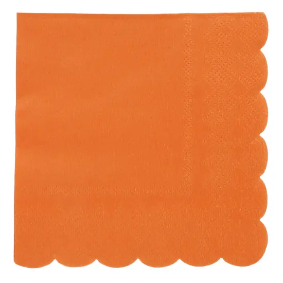 100 Pack Orange Paper Napkins - Scalloped Fall Cocktail Napkins, Disposable for Wedding, Birthday Party (5x5 In) {4}