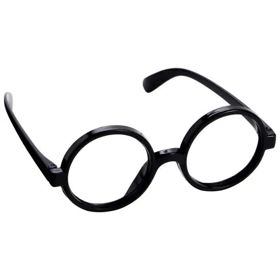 24 Pack Nerd Glasses Party Supplies, Round Black Wizard Glasses for Cosplay, Costumes {4}