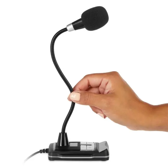 Omnidirectional Microphone for Computer with Phone Stand, Adjustable Gooseneck, RGB Lighting, 3.5mm Headphone Output, and 6 Foot Cable Compatible with USB for Gaming, Video Conferencing Black {3}