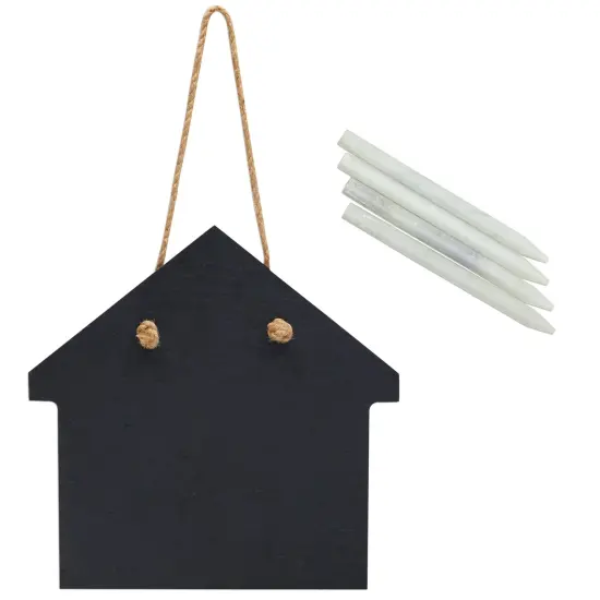2 Rustic Farmhouse Hanging Chalkboard Signs with 4 Chalk Sticks (6 Piece Set) Black {1}
