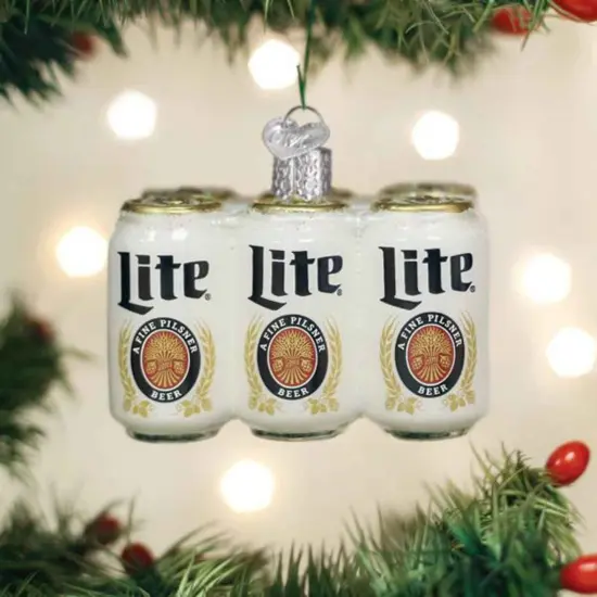 Old World Christmas 2.25 In Miller Lite Six Pack Christmas Tree Ornament , Ornament Beer Can White {3}
