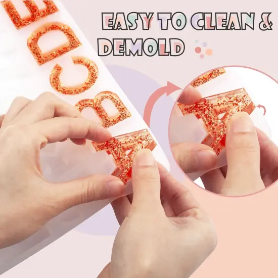 Alphabet Number Silicone Resin Mold Tray Kit, Epoxy Letters Keychains for Crafts Clear {2}