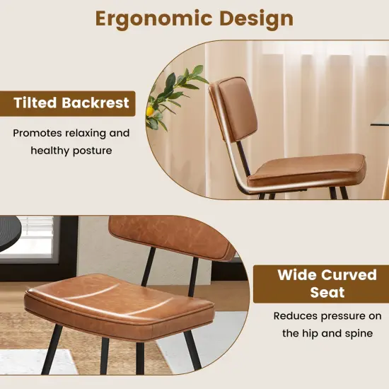 Set of 2 Dining Chairs with Padded Backrest and Seat Comfortable and Stylish Seating Brown {6}