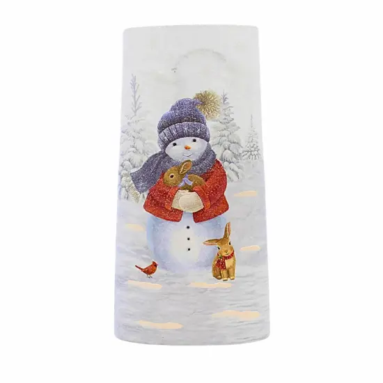 Stony Creek 10.0 Inch Snowman Friends Pre-Lit Vase Christmas Lighted Glass Accent , Christmas Decor Kitten Squirrel Bunny Deer Cardinal {3}