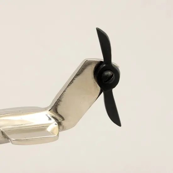 Aluminum Airplane Decorative Sculpture-Home Decor Statue-Accent Figurine Helicopter Silver {4}