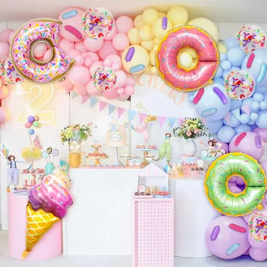 163PCS Pastel Donut Balloon Arch Garland Kit, with Pastel Rainbow Balloon, Sprinkle Confetti and Ice Cream Foil Balloons for Sweet One Donut Grow Up First Birthday Party Theme Baby Shower Decor {5}