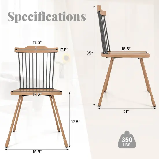 Dining Chair with Spindle Back and Ergonomic Contoured Seat Set of 2-Natural {4}