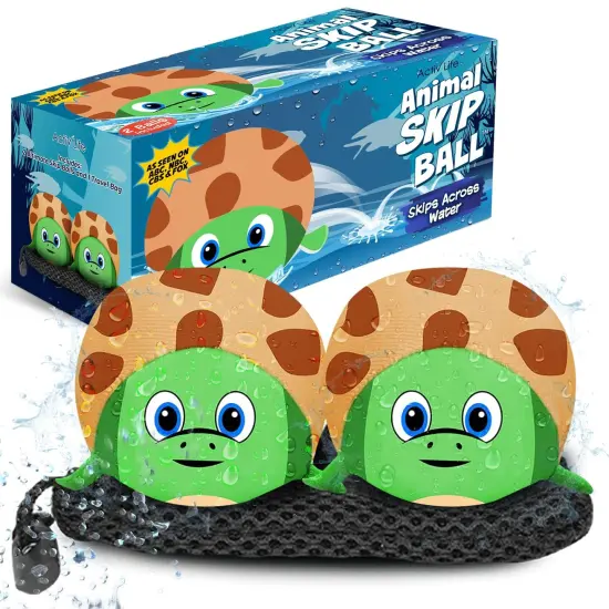 Activ Life 2 Pack Skip Balls, Water Toys for Kids, Friends, Family at Swimming Pool, Beach Games, Fun Gifts for Teens Aged 7-14 (Sea Turtle) {1}