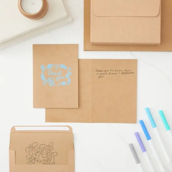 50 Pack Blank A7 Kraft Paper Cards and Envelopes, All Occasion 5x7 Note Cards for Invitations, Open When Letters Brown {3}