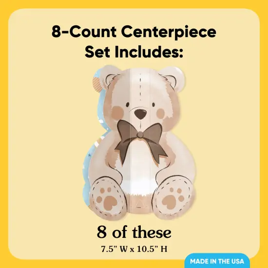 Big Dot of Happiness 8 Count Teddy Bear 3D Centerpiece Table Decorations, Freestanding We Can Bearly Wait Baby Shower or Birthday Party Centerpieces {5}