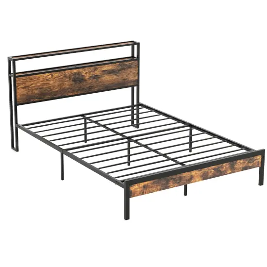 Twin/Full/Queen Bed Frame with Storage Headboard and Charging Station-Full Size {1}