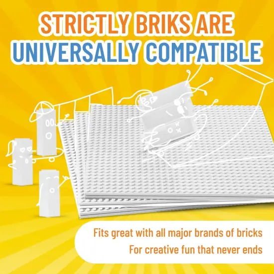 Strictly Briks Classic Stackable Baseplates, Building Bricks For Towers, Shelves, and More, 100% Compatible with All Major Brands, White, 4 Base Plates & 30 Stackers, 10x10 Inches, Ages 3-14 {4}