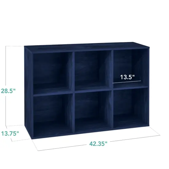 Best Choice Products 6-Cube Bookshelf, 13.5in Display Storage System, Organizer w/ Removable Back Panels Navy {2}