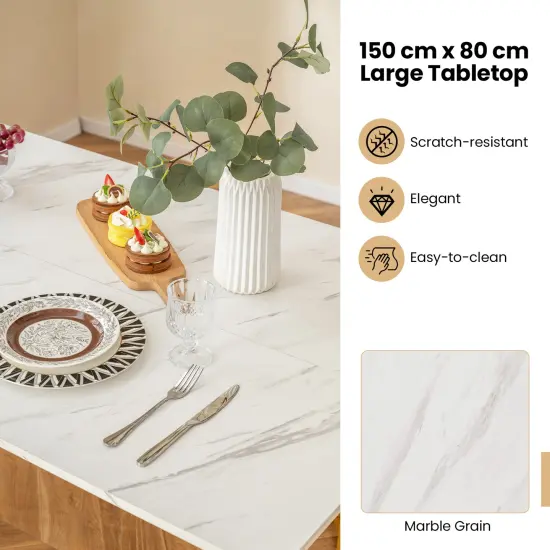 4 Piece Dining Table Set with Bench and 2 Stools-White {4}