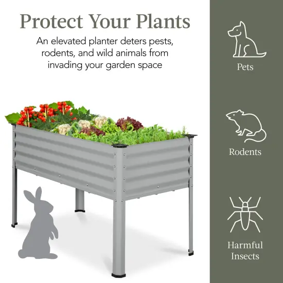 Best Choice Products 48x24x30in Elevated Galvanized Metal Garden Bed w/ Corner Protectors Moonlight Gray {6}