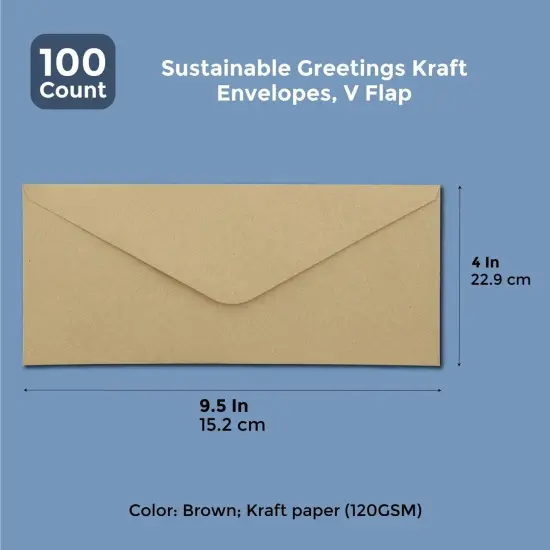 Kraft Paper #10 Business Brown Envelopes (9.5. x 4 In, 100 Pack) {2}