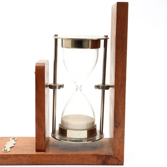 Decorative Wooden Bookend with Hourglass - Tabletop Object {4}