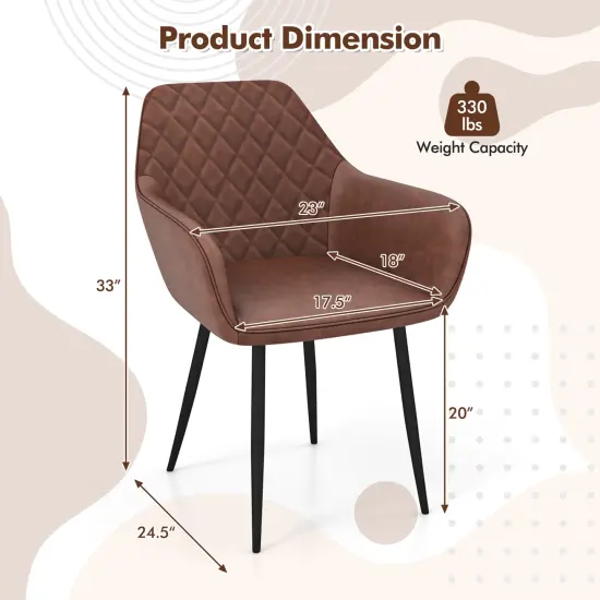 Leisure Dining Chair Set of 2 with Curved Backrest and Wide Seat Coffee {4}