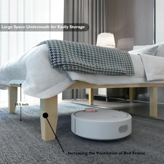 Solid Wood Twin Platform Bed with Storage Space Sturdy Frame and Noise-free Design Natural {3}