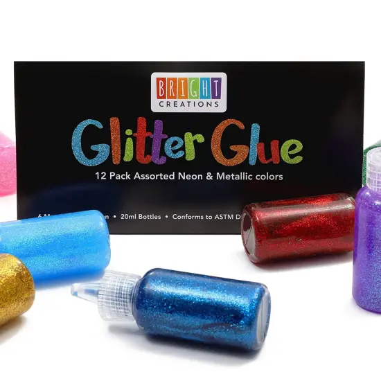 12 Pack Glitter Glue, 20 mL Each, Neon Metallic Colors &ndash; Ideal for DIY, School Projects, Arts and Crafts, Easy Squeeze Bottles for Adults Multicolor {5}