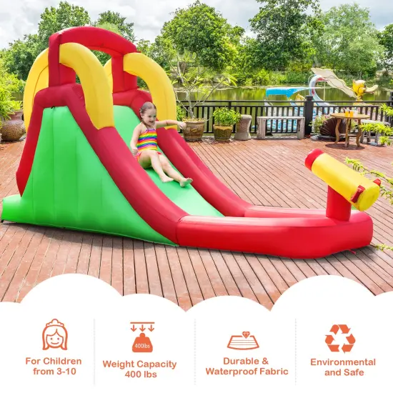 Inflatable Water Slide Bounce House with Climbing Wall and Jumper with 380W Blower {4}