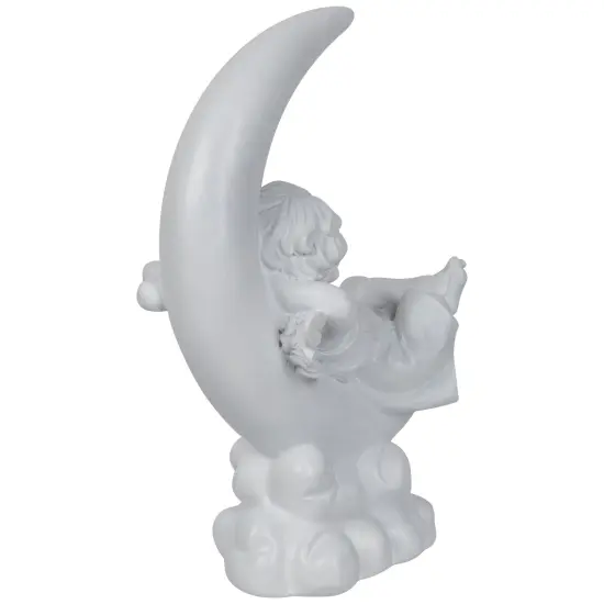 Northlight Boy Cherub Resting on Crescent Moon Statue - 7.25" White {6}