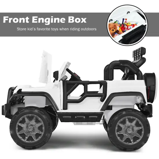 2-Seat Ride-On Car Truck with Remote Control, LED Lights, Music and Safety Features White {3}