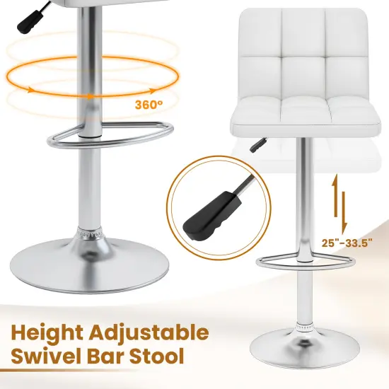 Modern Bar Stools Set of 2 with Back Support, Heavy-Duty Metal Base, Footrest, and Adjustable Height White {6}