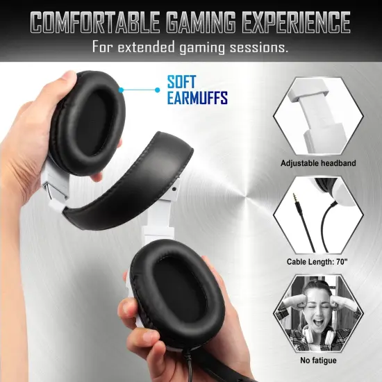 Gaming Headset with Mic - Wired Over-Ear Headphones with Microphone for PS5 PS4 PC Xbox Series X/S Xbox One Nintendo Switch, 3.5mm Jack (Light Blue) {6}