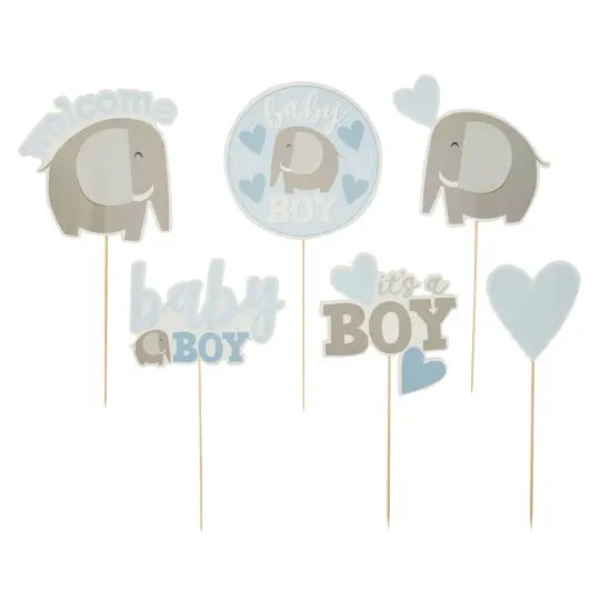 30 Pieces Elephant Baby Shower for Boys Party Decorations, Centerpiece Stick Table Toppers Blue {4}