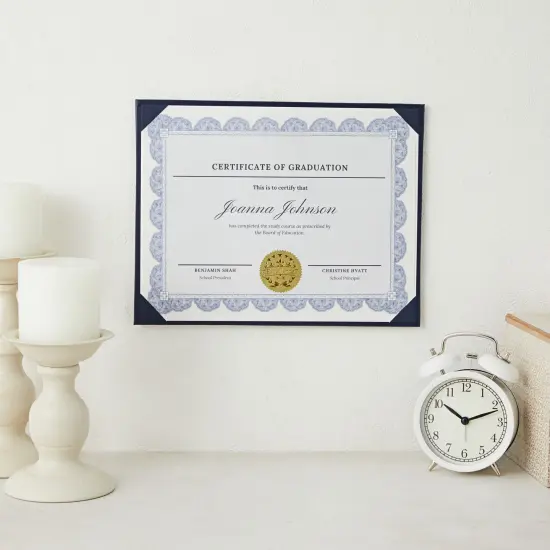 3 Pack Navy Blue Certificate Holders with Stand, Single-Sided Document Holders for Diplomas, Awards, Certifications (fits 8.5 x 11) {2}