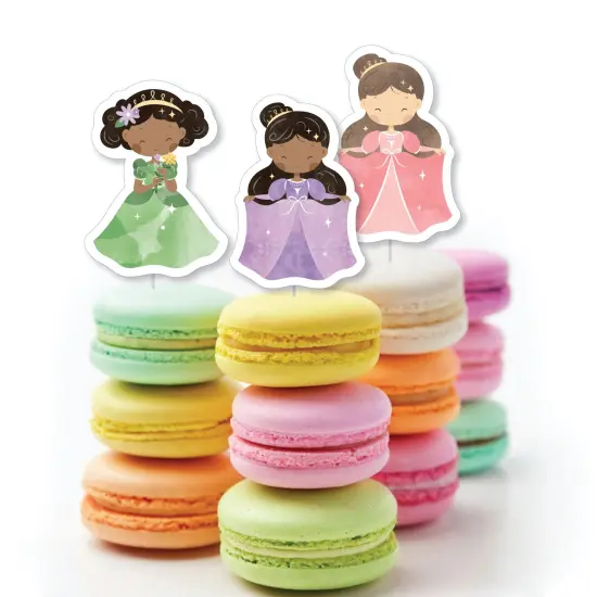 Big Dot of Happiness Princess Dessert Cupcake Cake Toppers, Colorful Princess Character Cutouts Birthday Decorations with Clear Treat Picks, Set of 24 {5}