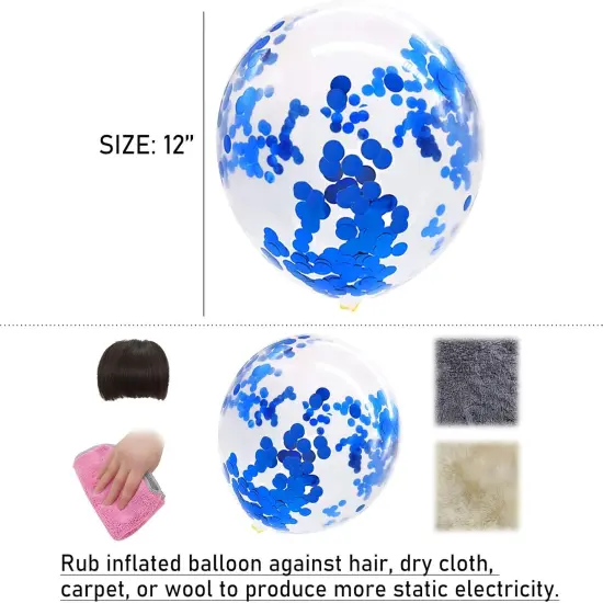 Blue Confetti Balloons, 25 Pcs Thickened 12 Inch Clear Latex Balloon with Confetti Inside for Graduation Decorations Engagement Bridal Shower Party Baby Shower Birthday Party Decoration Supplies {2}
