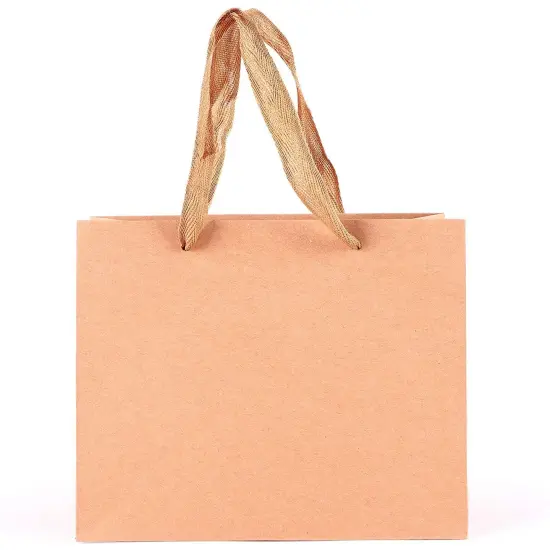 25 Pack Brown Kraft Paper Gift Bags with Soft Cloth Handles, Birthday Party Favor Shopping Bag, 8.6x7x3.9 in. {6}