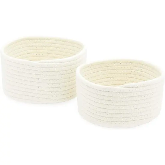 Farmlyn Creek Cotton Woven Baskets for Storage, White Organizers (2 Sizes, 2 Pack) {4}
