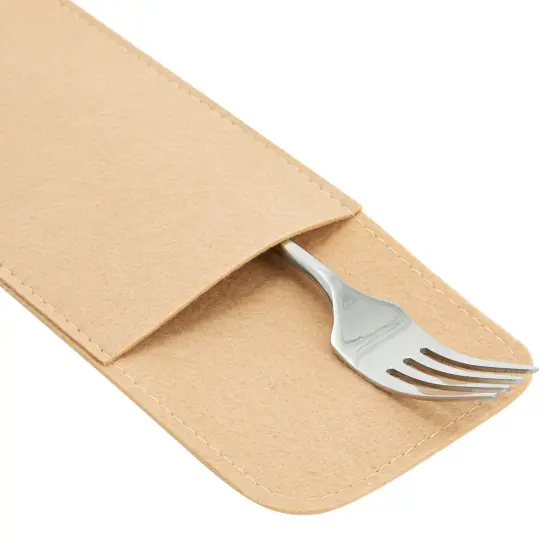 Felt Table Placemats Set of 8 for Dining Table and Kitchen Decor with Drink Coasters and Cutlery Pouches (Beige, 24 Pieces) Brown {5}