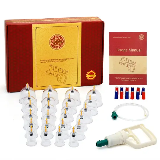 24-Cup Cupping Therapy Set with Magnetic Acupressure Needles - 5 Sizes (2.3"-1") for Full Body Pain Relief, Detachable Self-Use Kit for Blood Circulation & Muscle Recovery {1}