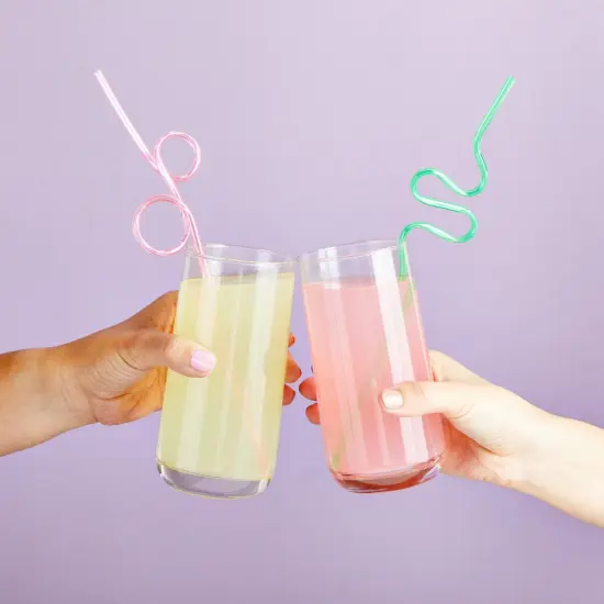 100 Pack Loopy Crazy Plastic Straws for Kid's Birthday Party, Classroom Celebration Multicolor {3}