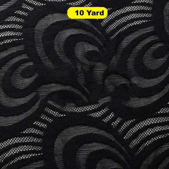 Swirl Lace 4-Way Stretch Nylon Spandex Lace in 6 Colorways Black {1}