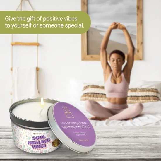 Magnificent 101 Long Lasting Soul Healing Vibes Smudge Candle | 6 Oz - 35 Hour Burn | Paraffin Free, All Natural Soy Wax Candle with Essential Oils for House Energy Cleansing & Manifestation Multicolor {6}